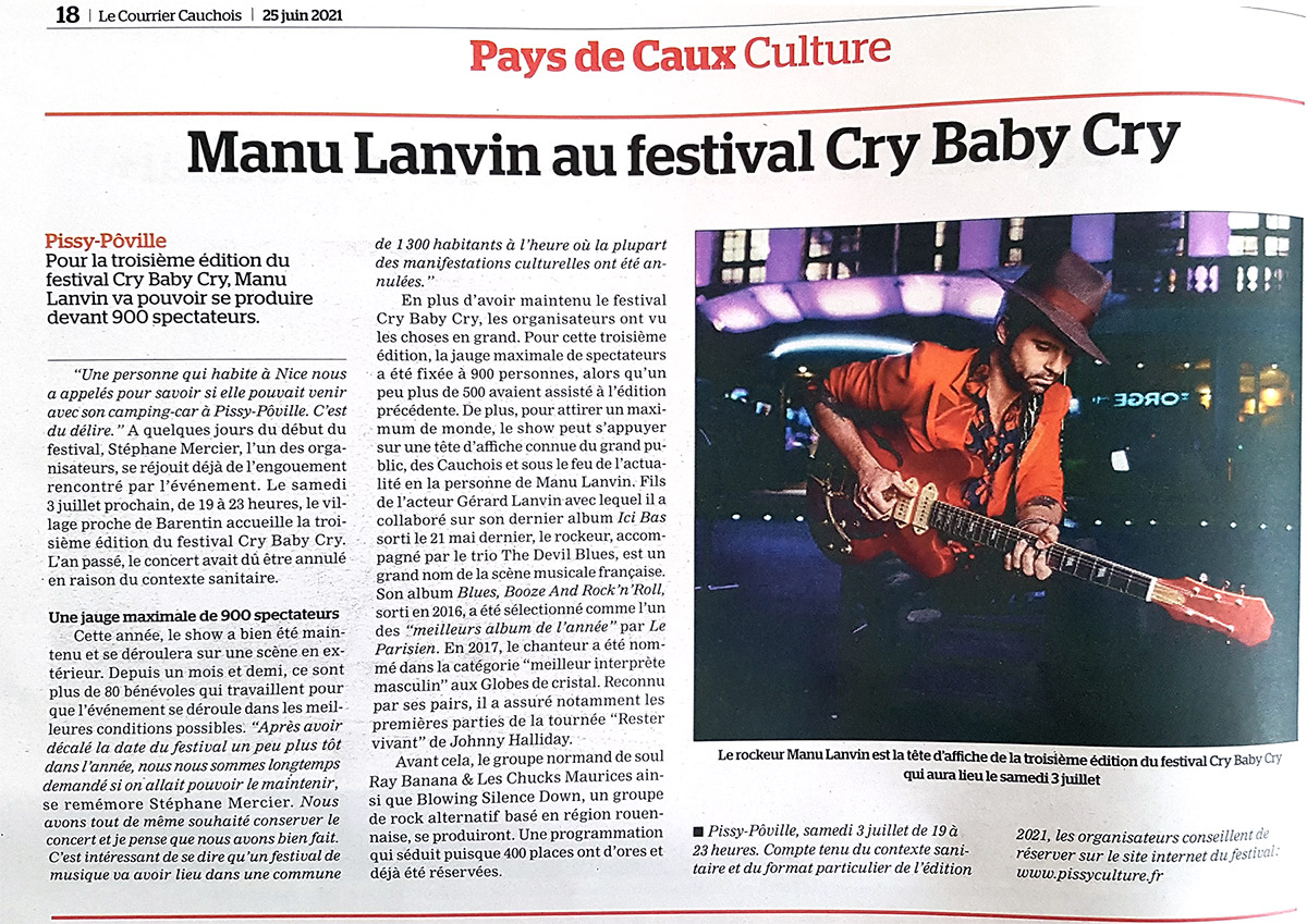 Manu lanvin au festival Cry Baby Cry Pissy-Pôville